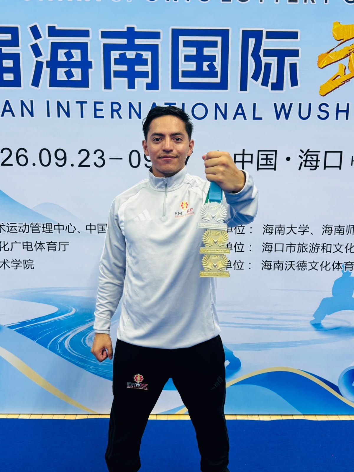 Mexican Wushu Athlete Wins Three Medals at International Competition in China